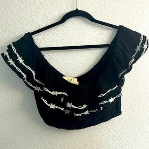 Fashion brand company barbed wire ruffle top
